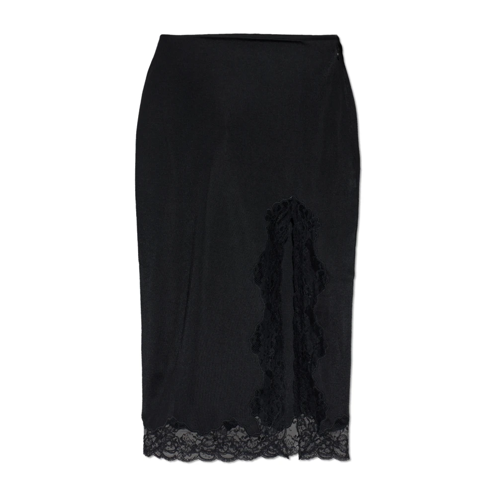 Balmain Donna Nero Gonna Midi Con Pizzo - Immagine 3