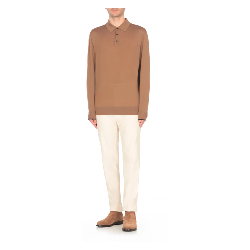 PESERICO Bruine Wollen Polotrui Brown Heren
