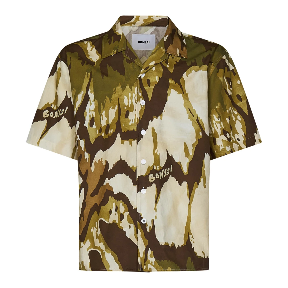 Bonsai Beige Camouflage Print Overhemd met Knoopsluiting Multicolor Heren