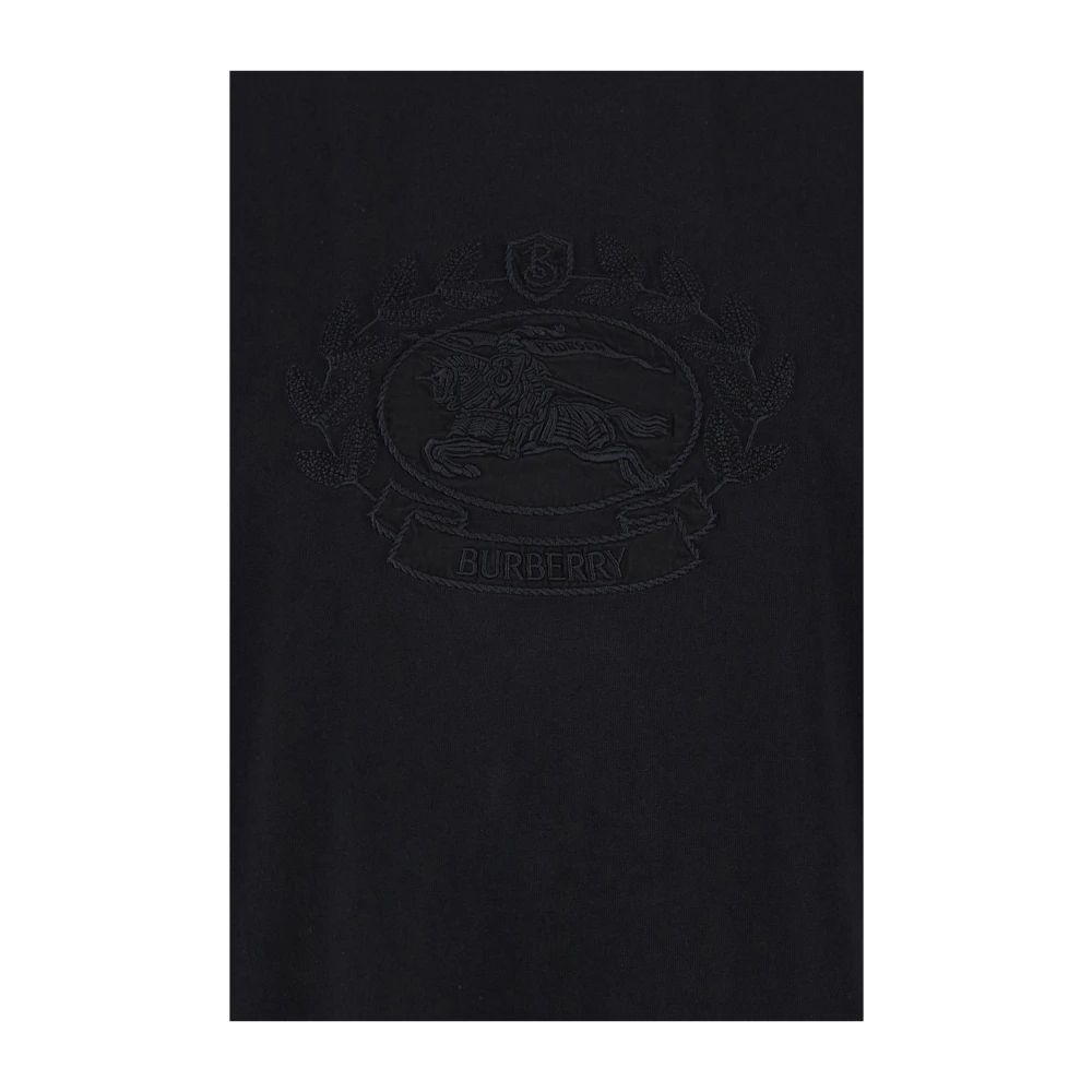 Burberry Paardrijden Geborduurd T-shirt Zwart Black Heren