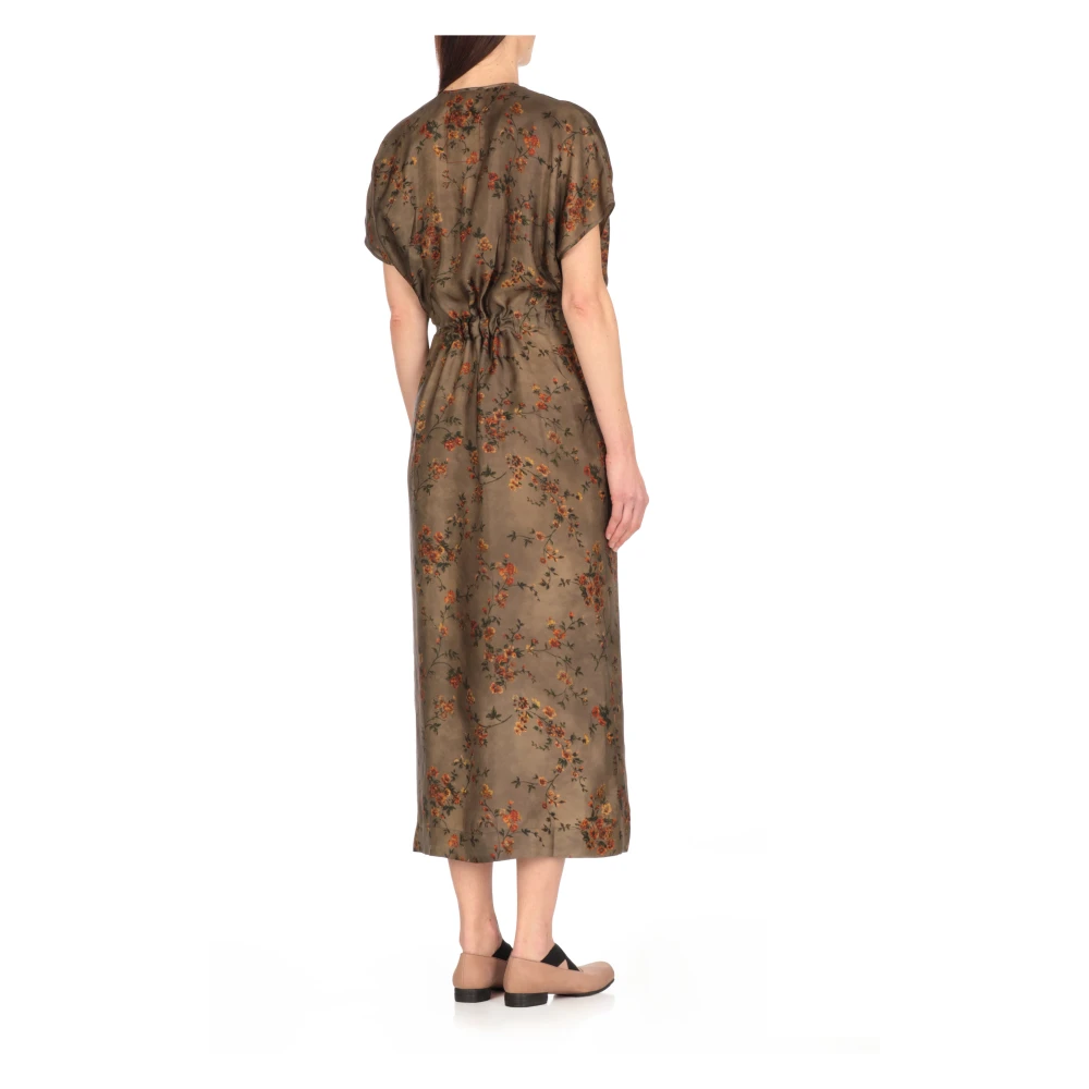 UMA Wang Groene Bloemen V-Hals Mouwloze Jurk Green Dames