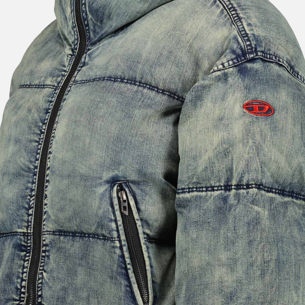 Diesel Blauwe Gewassen Katoenen Winterjas Blue Dames