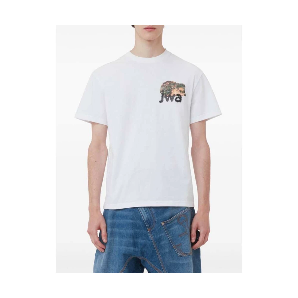 JW Anderson Grafische Print Katoenen T-shirt White Heren