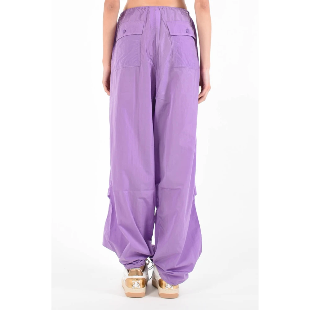 Hinnominate Cargo nylon broek met trekkoord taille Purple Dames