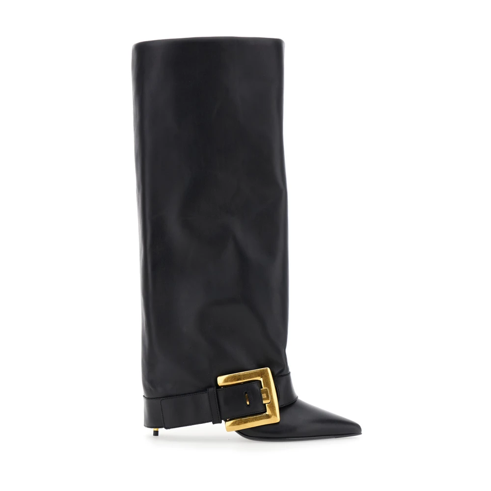 Balmain Black Leather Anthem Boots - Female - Heeled Boots - 3 Uk - Shoes