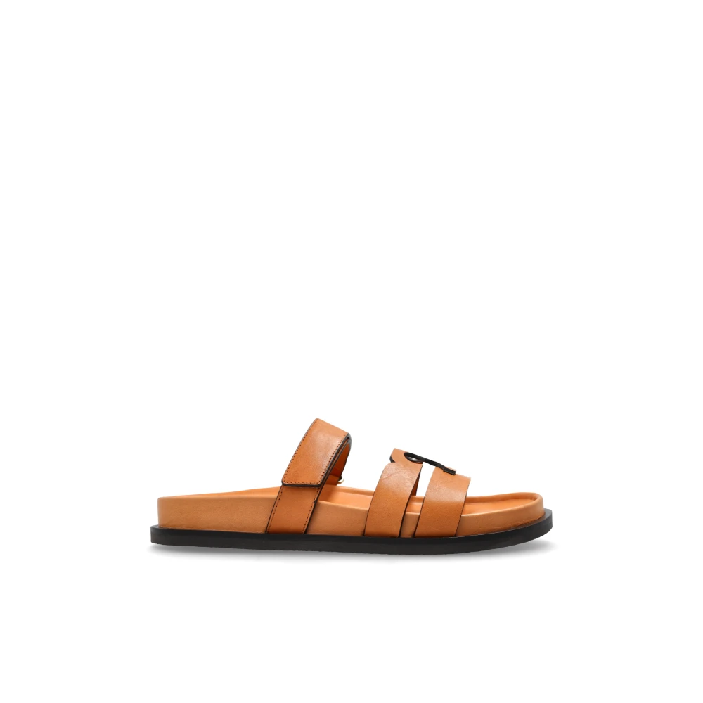 Tory Burch Women's Brown Sliders, 3 Uk, Leather Slides Ines