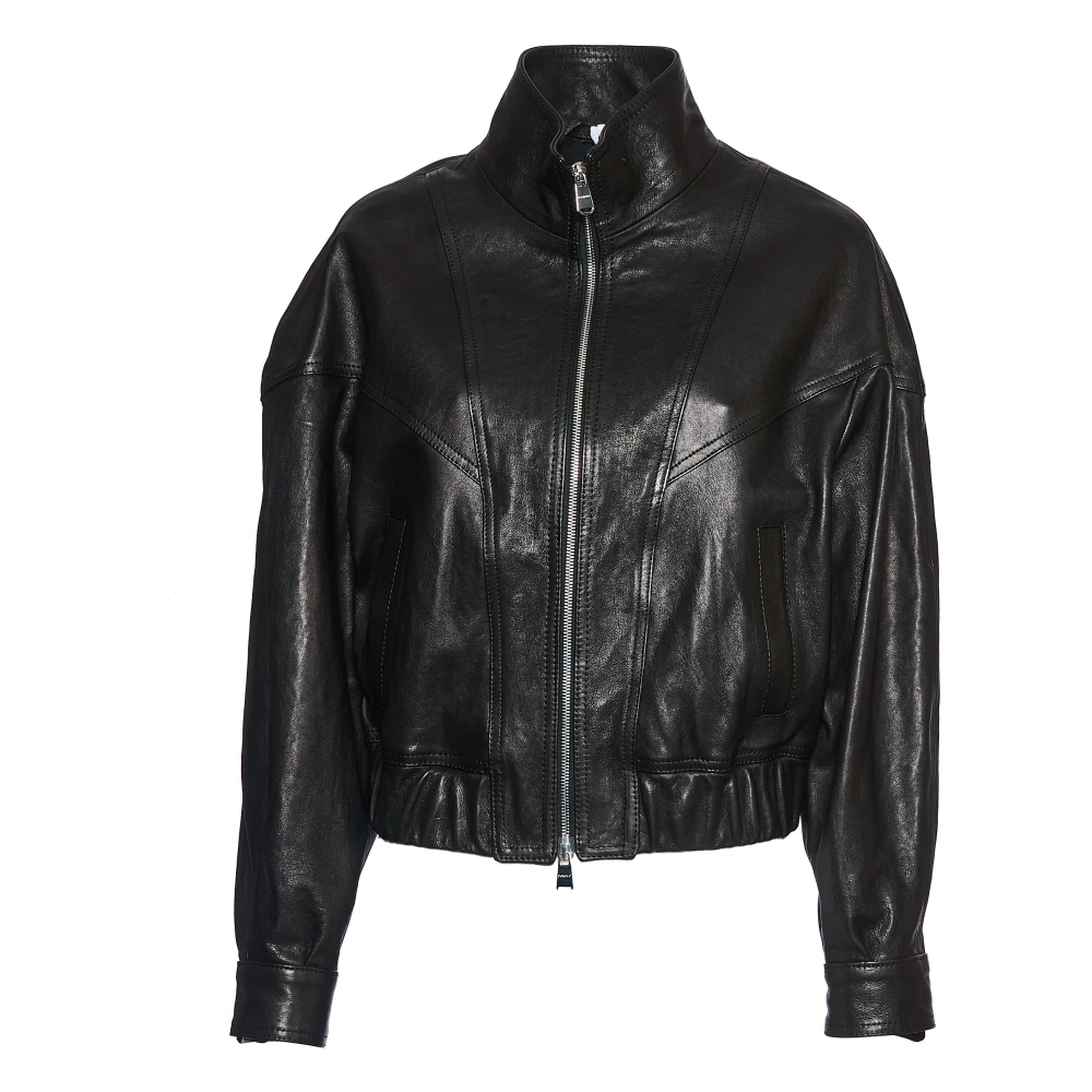 Dondup Zwarte Leren Bomberjack Black Dames