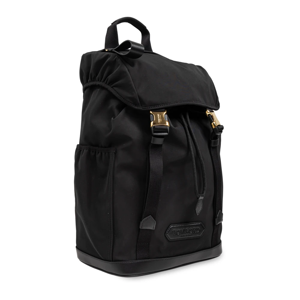 Tom Ford Rugzak met logo patch Black Heren