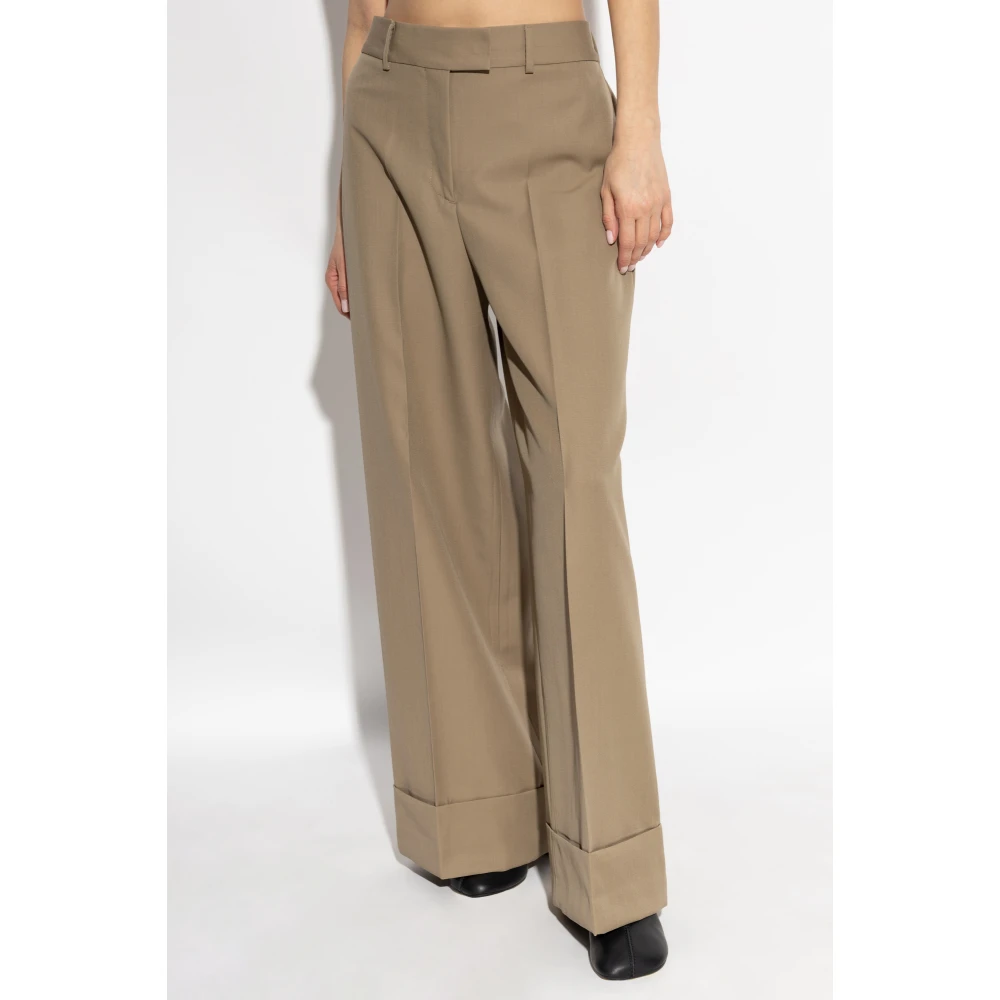 Officine Générale Wijde geplooide broek Beige Dames