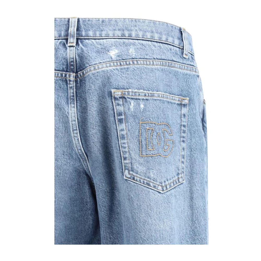 Dolce & Gabbana Vintage Versleten Effect Katoenen Jeans Blue Heren