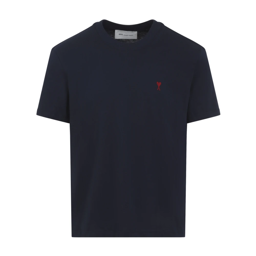Ami Paris Blue T-Shirts, Male, S, De Coeur T-Shirt