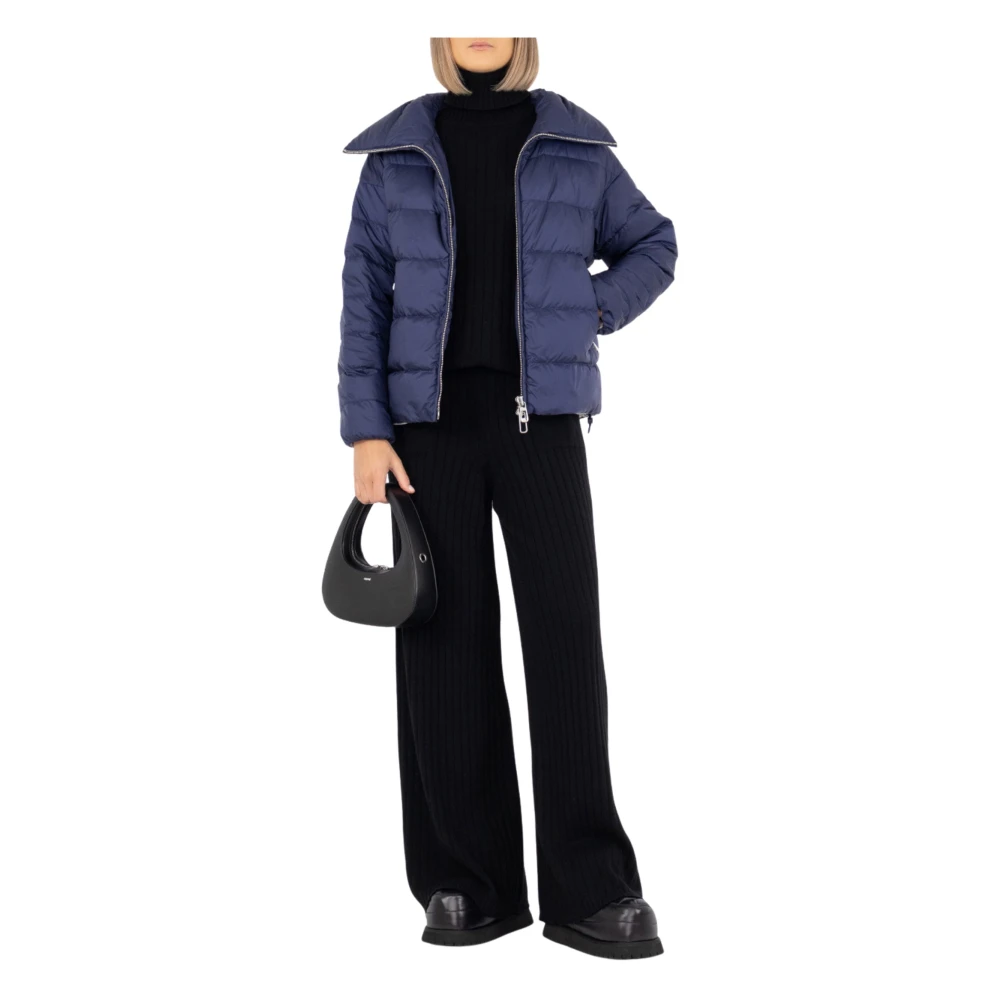 Duno Blauwe Jas met Rits en Logo Blue Dames