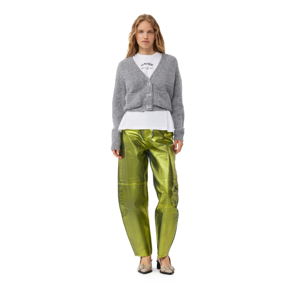 Ganni Zachte Wol Cardigan Gray Dames