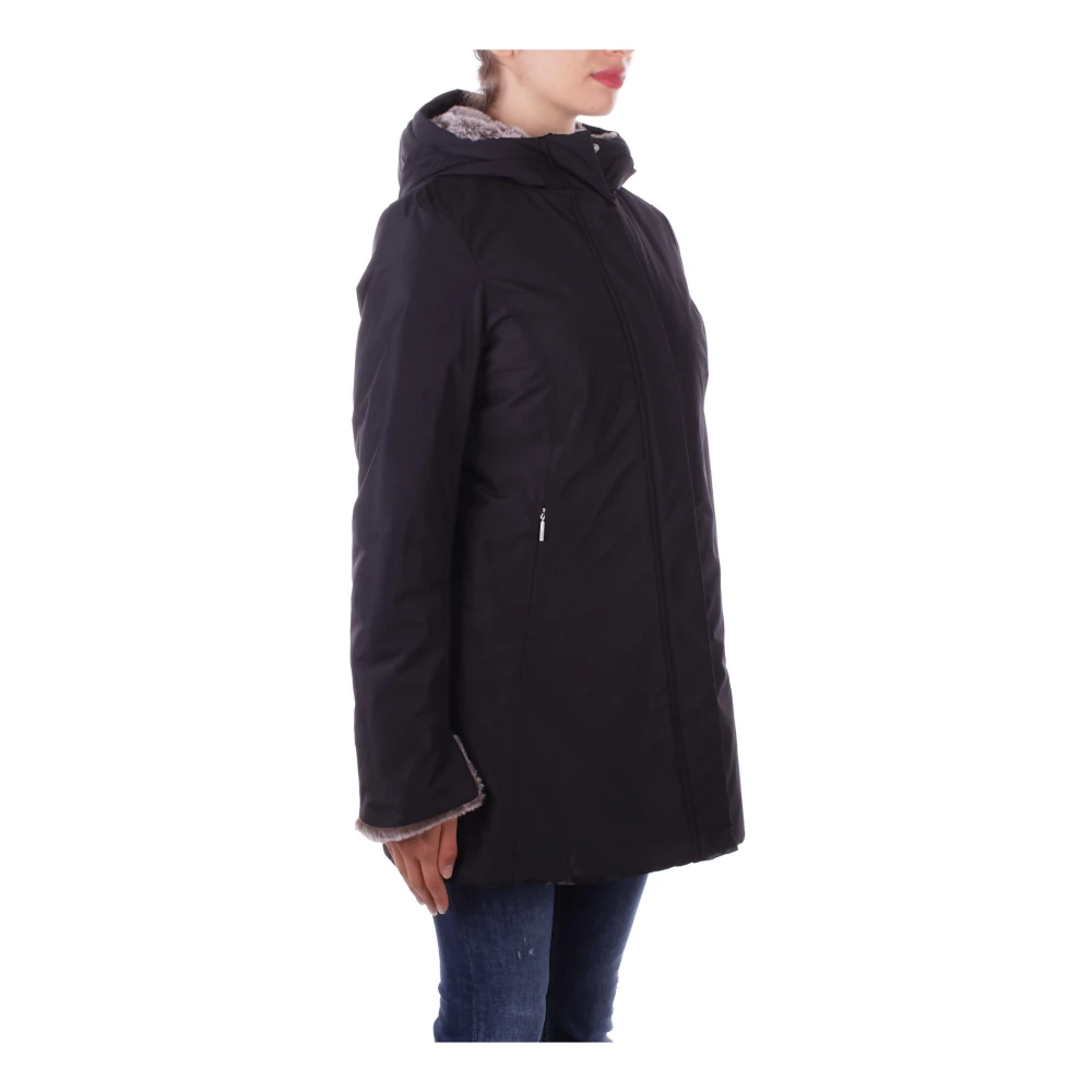 Suns Zwarte Hoodie met Rits en Knopen Black Dames