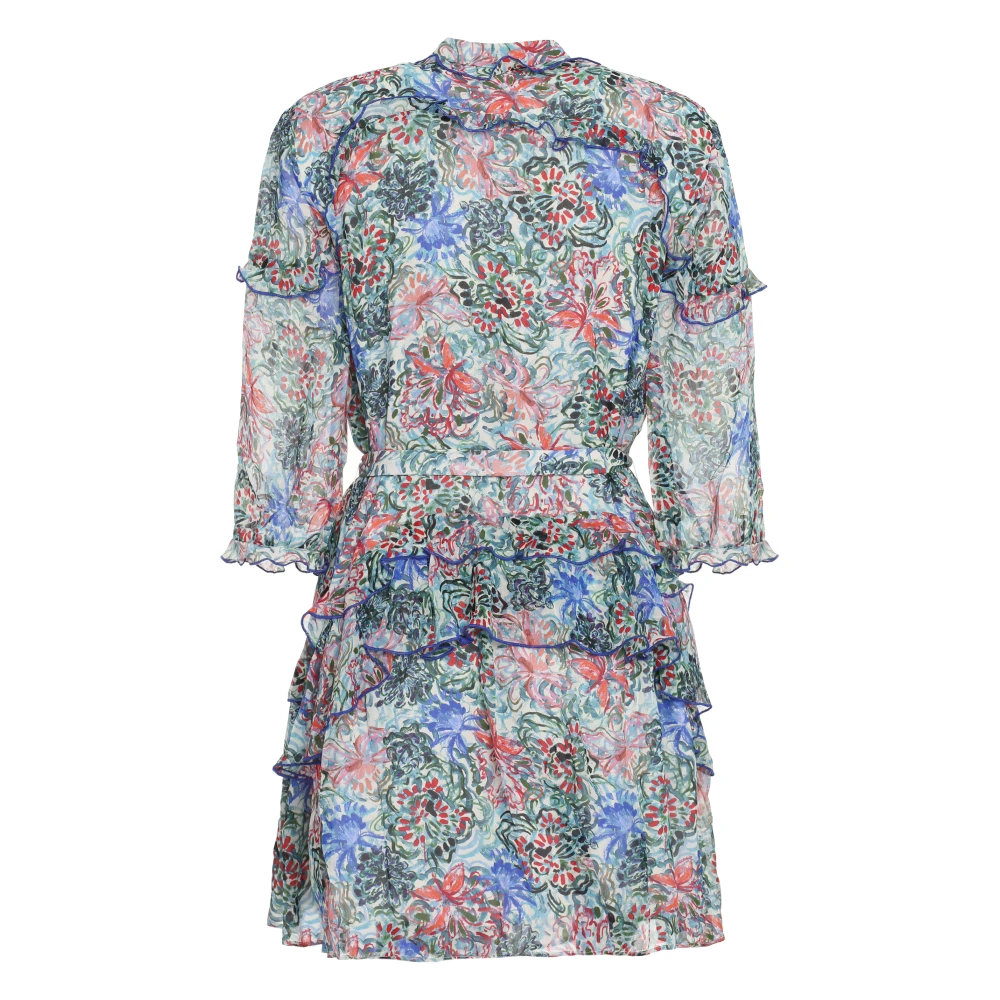 Saloni Gerimpeld Bloemen Zijden Overhemdjurk Multicolor Dames