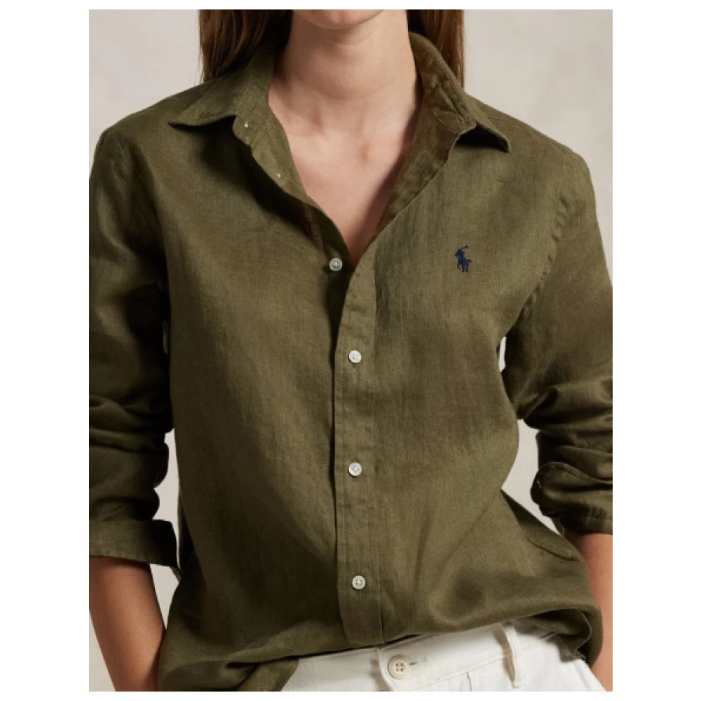 Polo Ralph Lauren Linnen overhemd met puntkraag Green Dames
