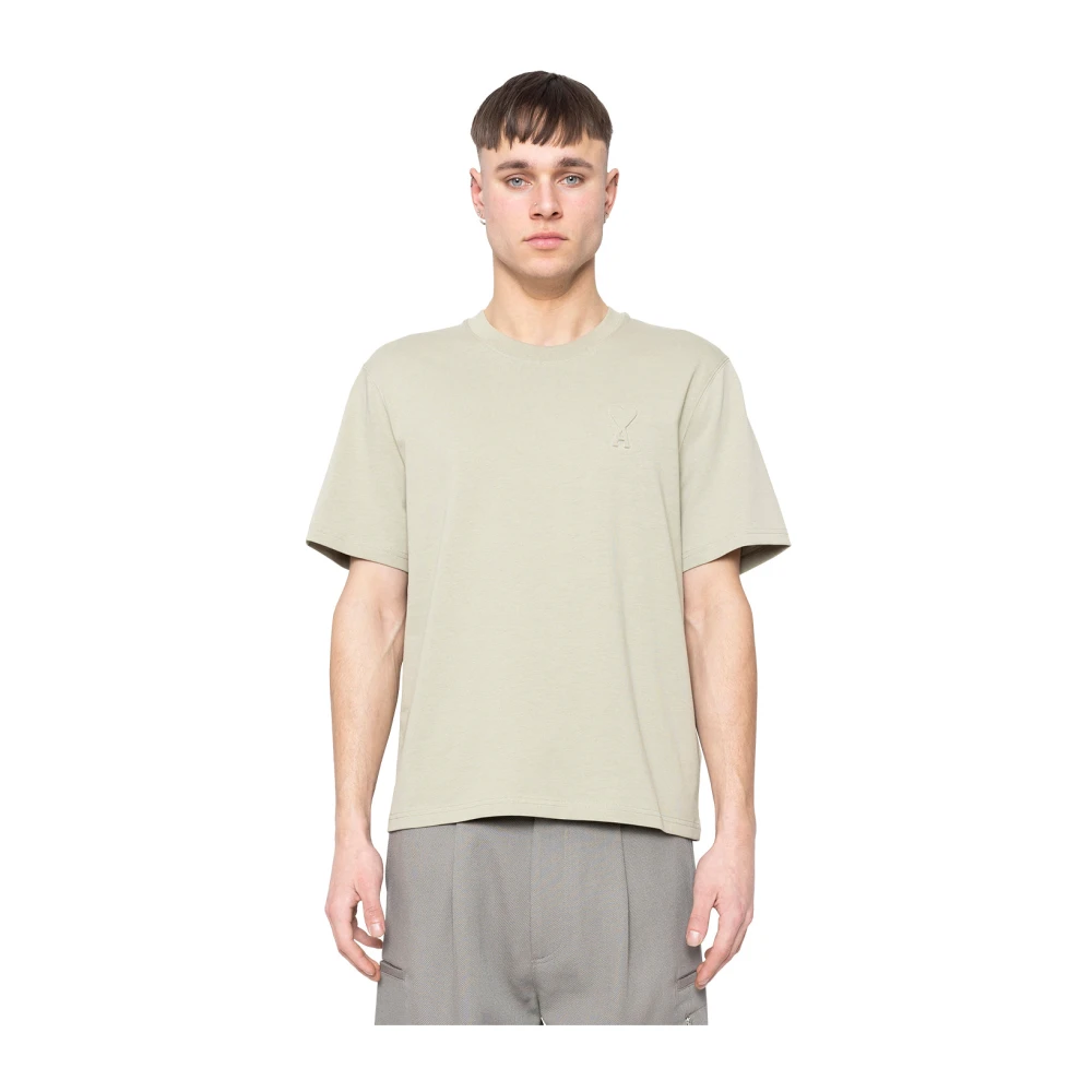 Ami Paris Schone en minimalistische krijt T-shirt Green Heren