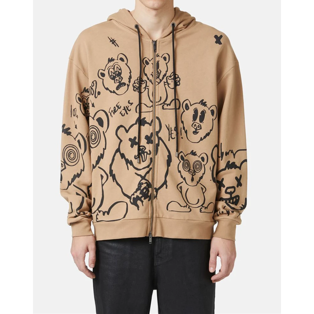 Iceberg Hoodie met berenprint Brown Heren
