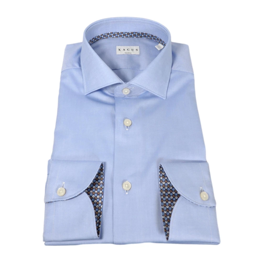 Xacus Franse Kraag Oxford Overhemd met Contrasten Blue Heren