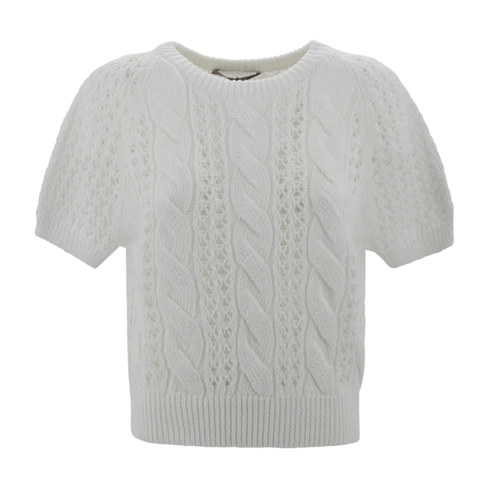 D.Exterior Witte Mesh Crew Neck Top White Dames