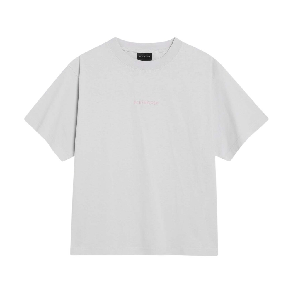 BALENCIAGA ホワイト Tシャツ Mサイズ Pre-Loved] Balenciaga M White Pink Logo Printed Cotton T