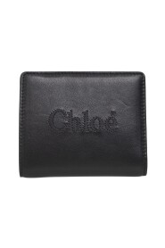 Lederbrieftasche mit Logo-Stickerei und Münzfach