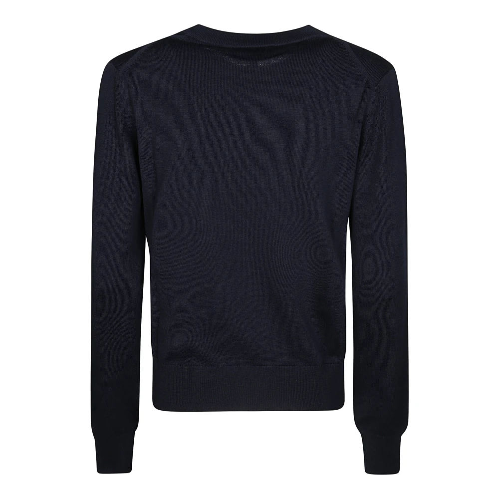 Maison Kitsuné Vos Hoofd Patch Ronde Hals Trui Blue Dames