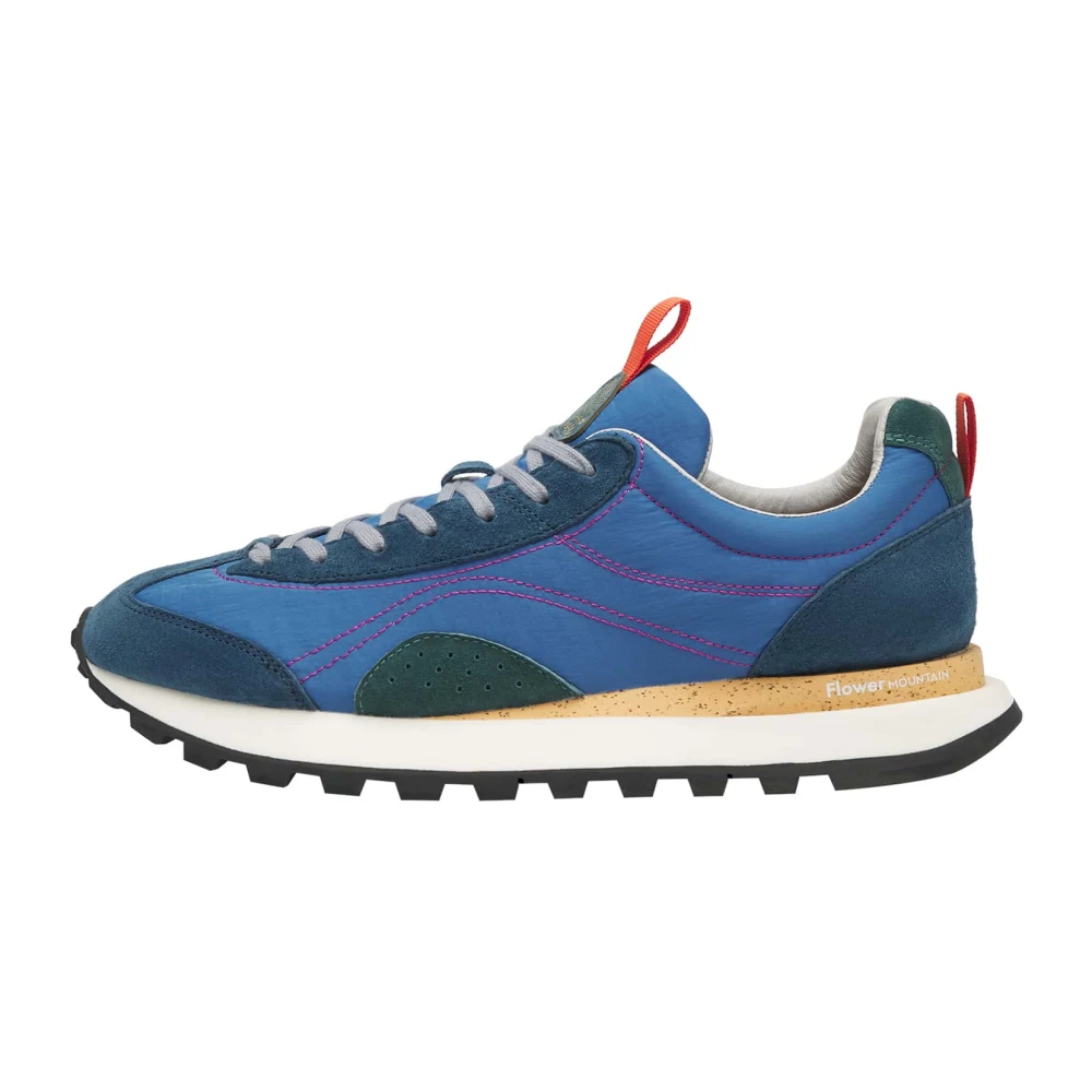 Flower Mountain Mannelijk Blauw Suède En Technische Stoffen Sneakers