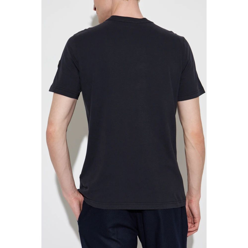 Moncler T-shirt met een fluwelen afwerking logo Blue Heren