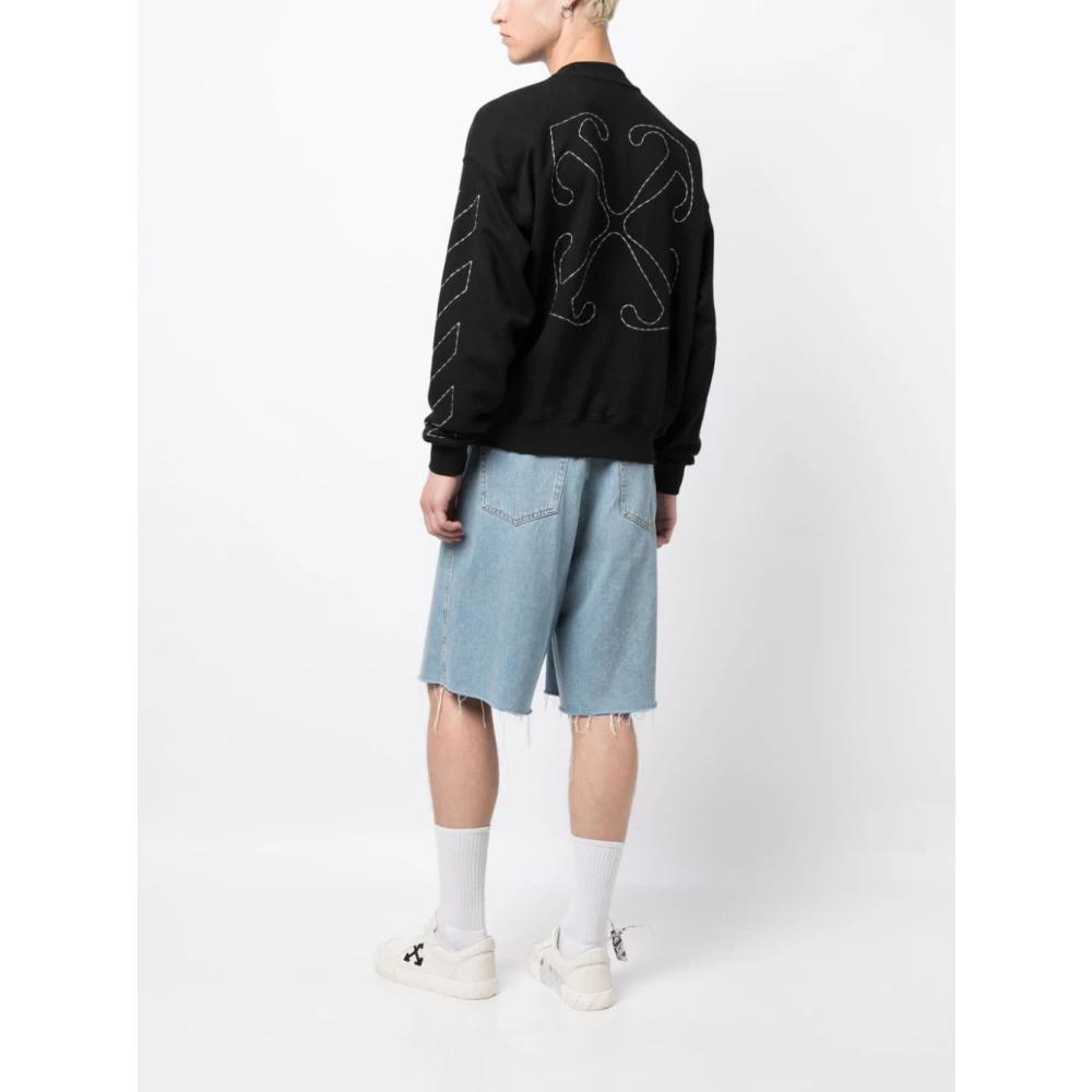 Off White Zwart Logo Print Sweatshirt Black Heren