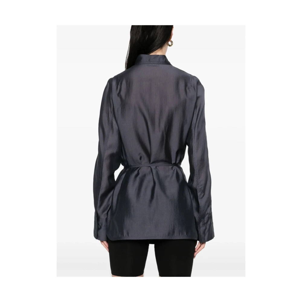 LOW Classic Blauw-Grijs Klassiek Overhemd met Borstzak Blue Dames