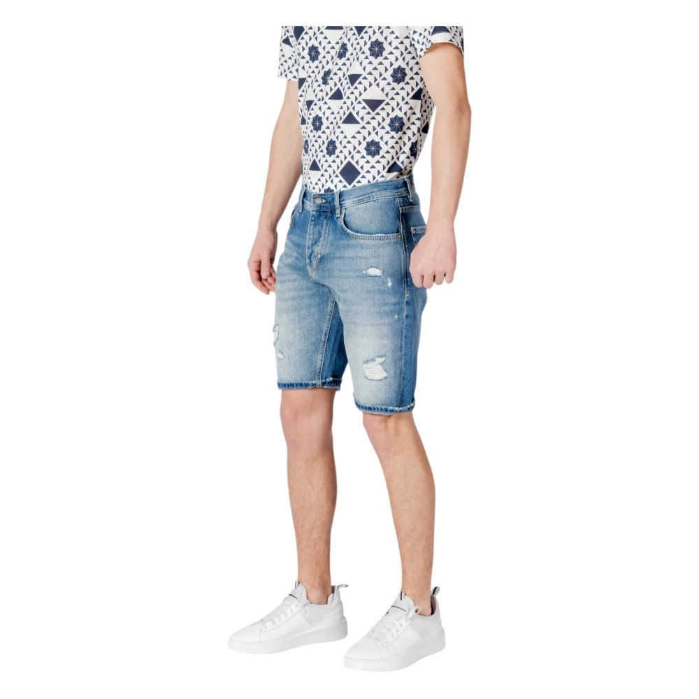 Antony Morato Stijlvolle katoenen shorts met ritssluiting zakken Blue Heren