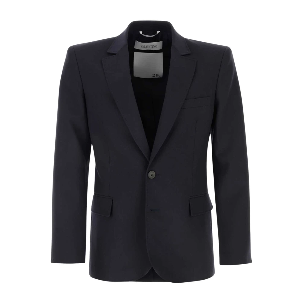 Valentino Garavani Men's Blue Single-Breasted Wool Blazer - Blazers - M - Suits