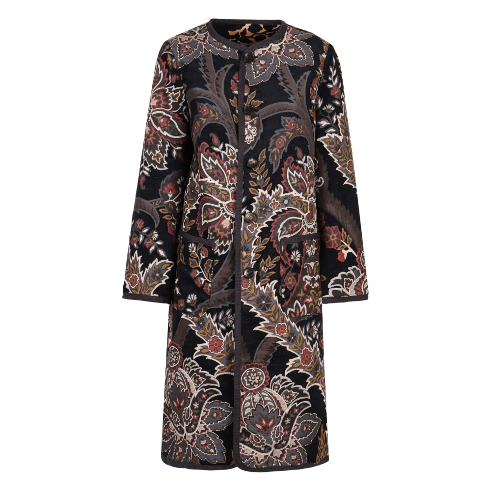 ETRO Bloemen Jacquard Omkeerbare Jas Blue Dames