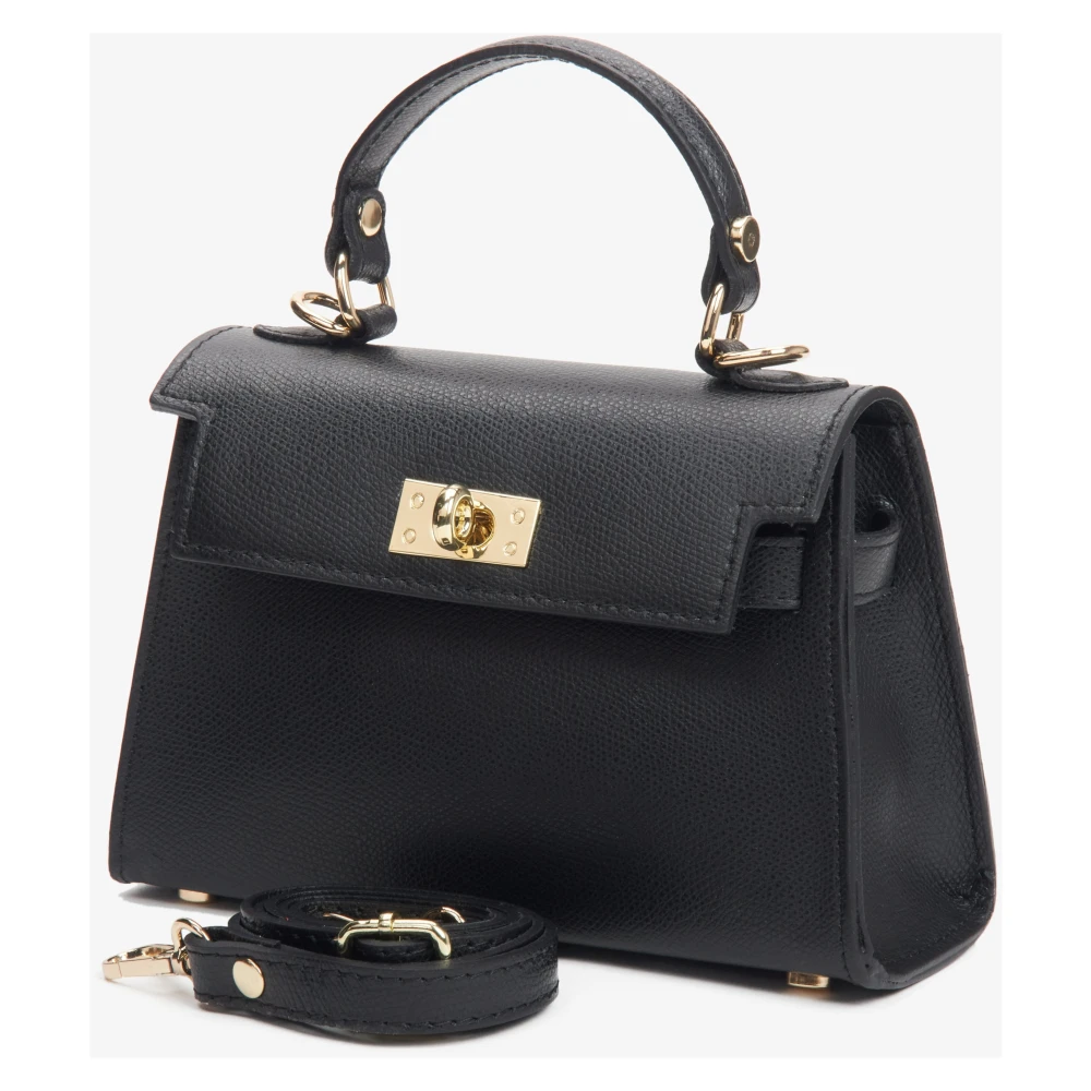 Estro Zwarte Satchel Handtas voor vrouwen gemaakt van Premium Italiaans Echt Leer Black Dames