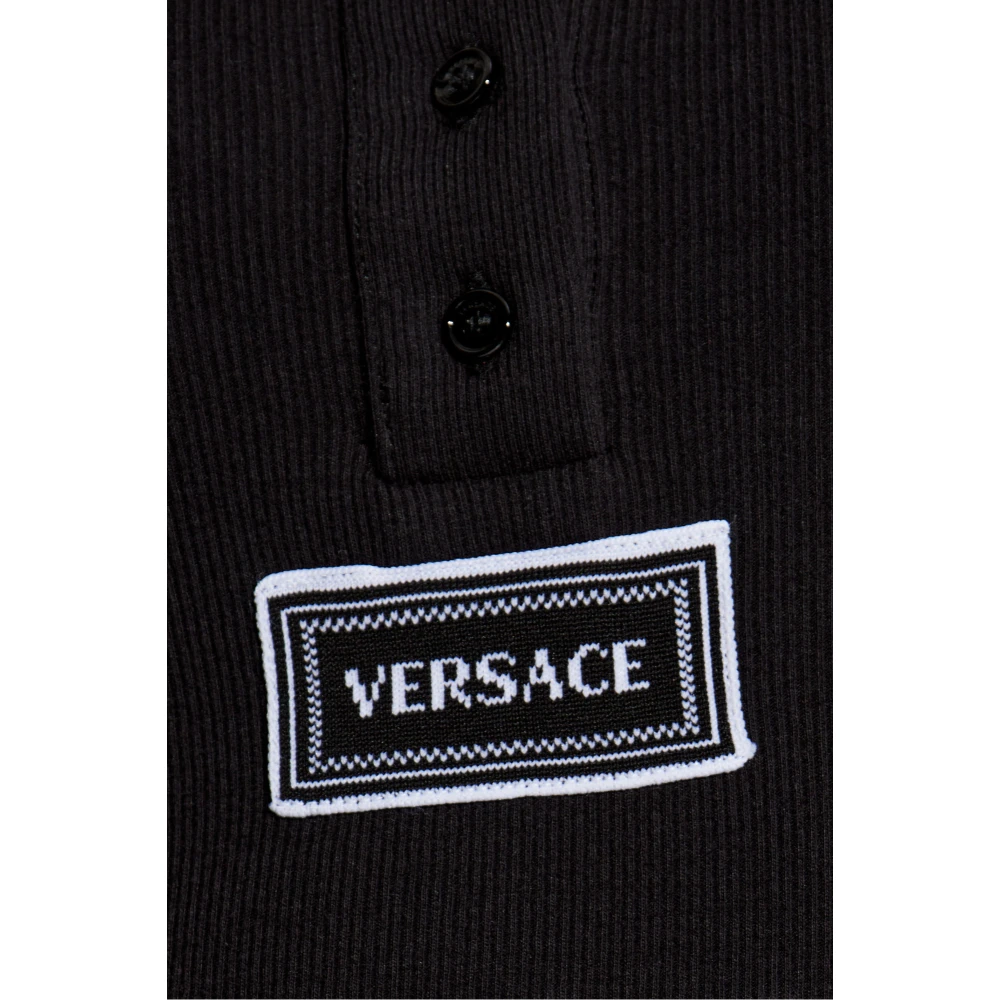 Versace Geribbelde lingerieshirt Black Dames
