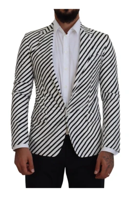 Vit Randig Blazer Jacka Sport Stil