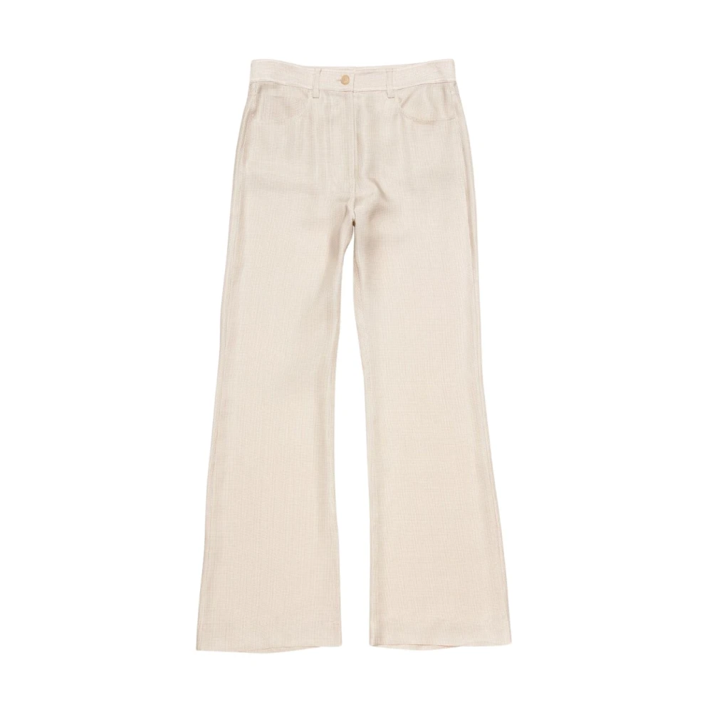 Acne Studios Women's Beige Wide Trousers, S, Ak1032 Trousers