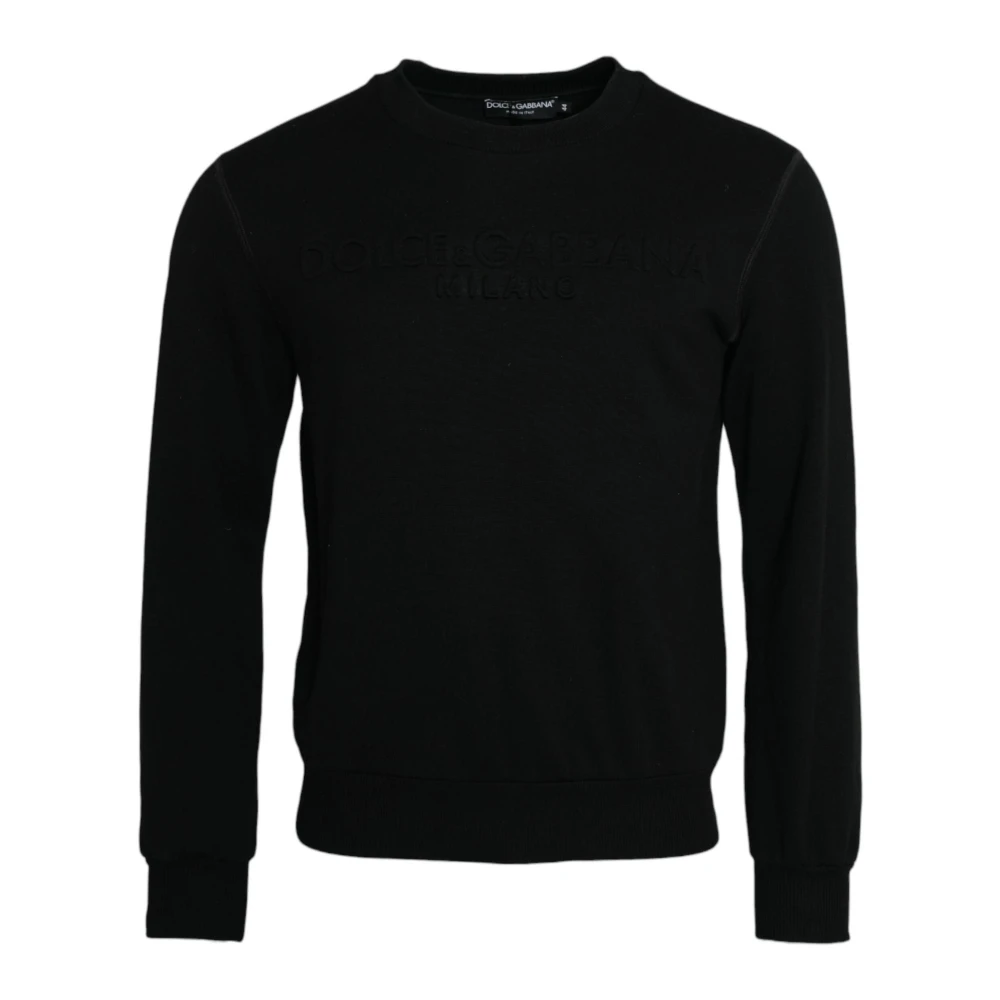 Dolce & Gabbana Zwarte Crew Neck Sweatshirt Lange Mouw Black Heren