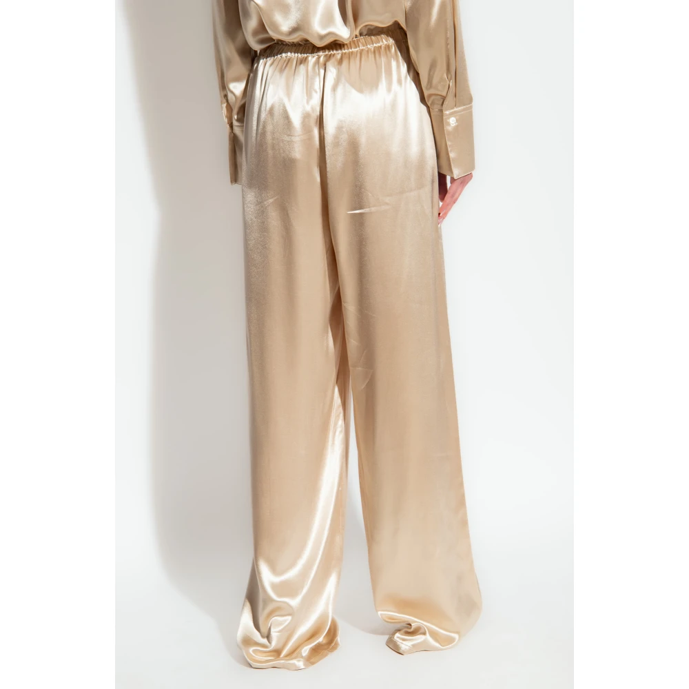Salvatore Ferragamo Satijnen broek Yellow Dames