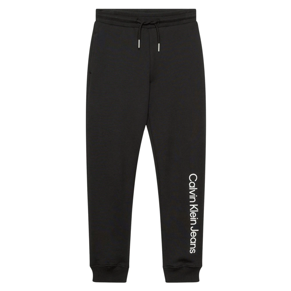 Calvin Klein Unisex Kids Black Sweatpants, 4 Y, Logo Joggers