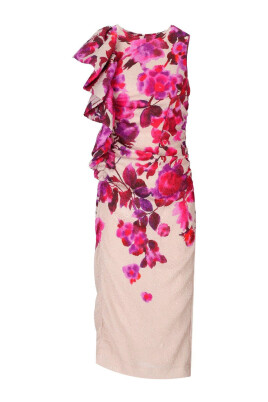 robe-midi-froissee-a-fleurs-rose-violet-blanc