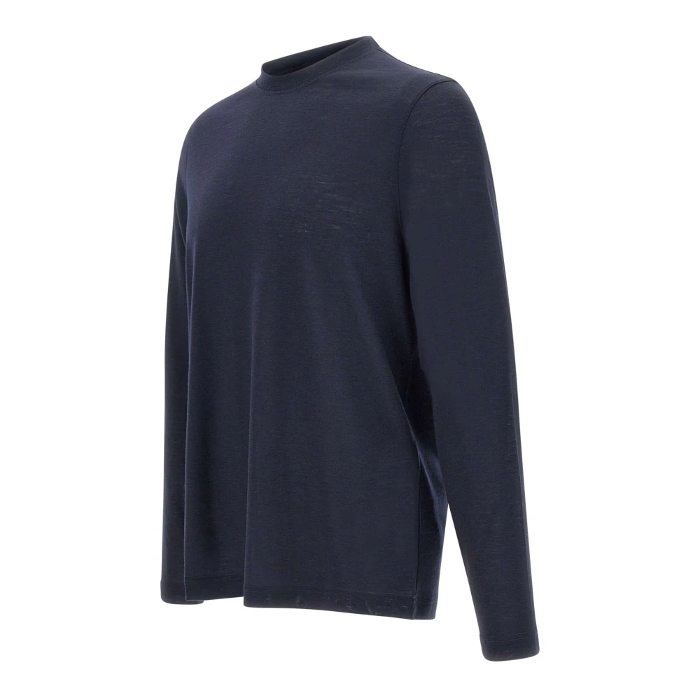 Filippo De Laurentiis Royal Merino Wol Crew Neck Sweater Blue Heren