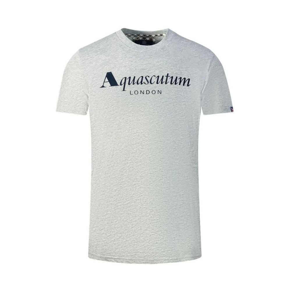 Aquascutum Grijs Katoen Logo T-Shirt Gray Heren