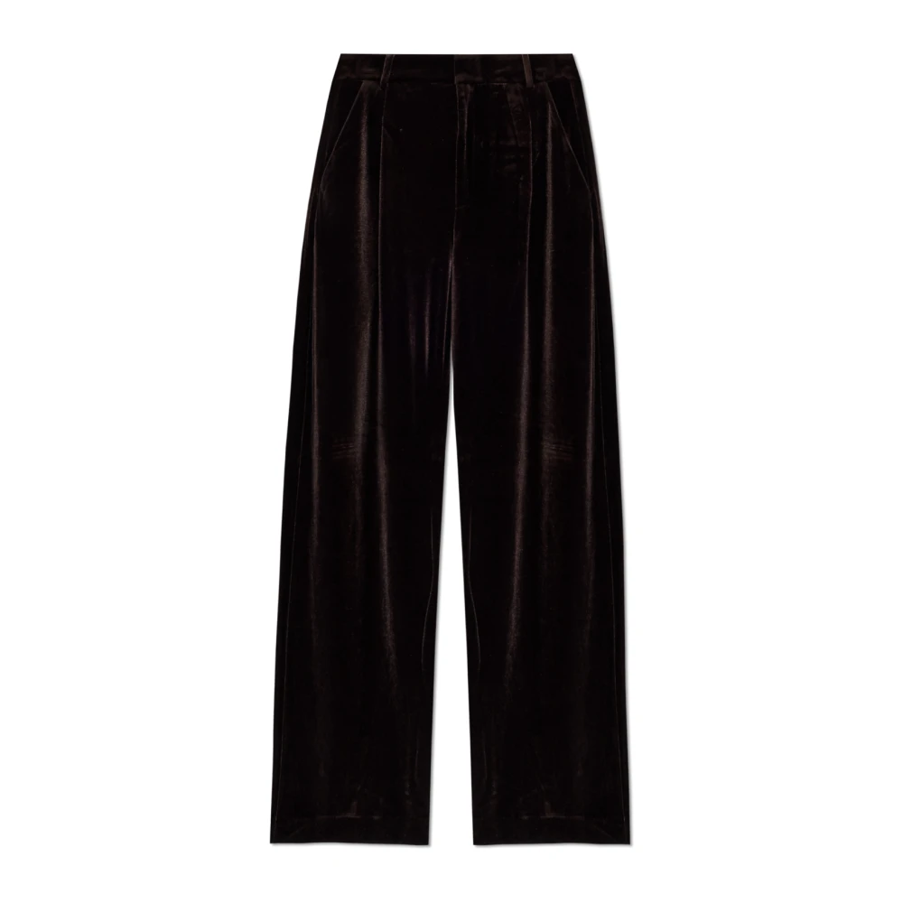Gestuz Brown Gzvitta Velvet Trousers - Female - Wide Trousers - Xs - Trousers