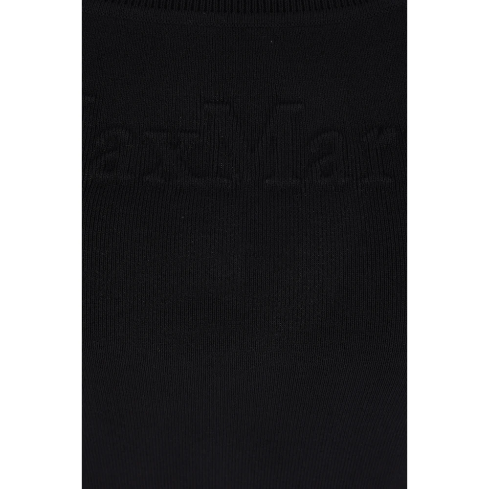Max Mara Zwarte Geribbelde Tanktop Logo Black Dames
