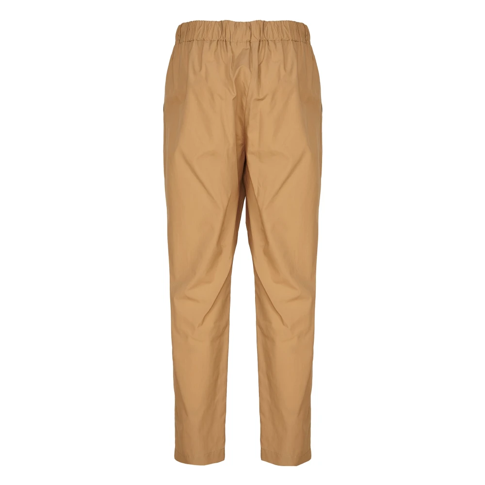Ottod'Ame Beige Katoenen Poplin Broek met Zakken Beige Dames