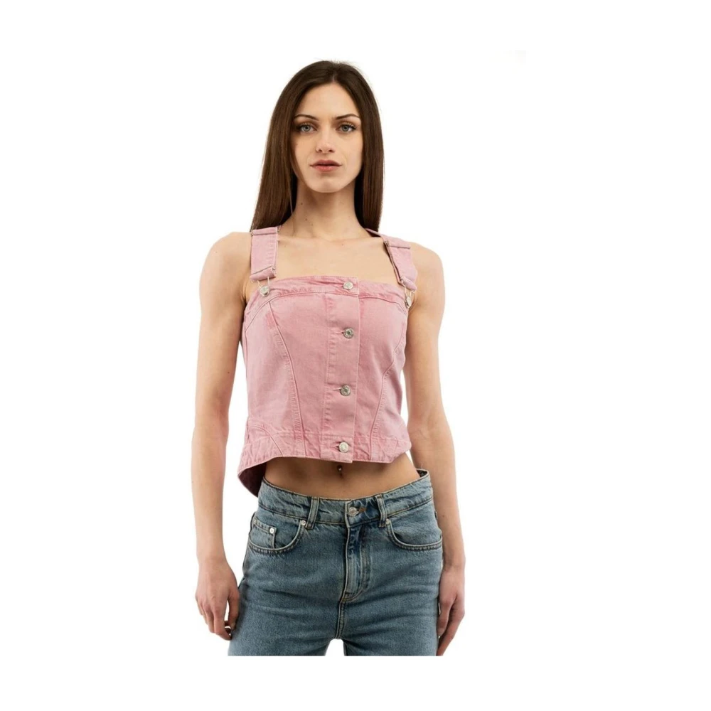 Moschino Women's Pink T-Shirts, M, Cotton Tank Tops