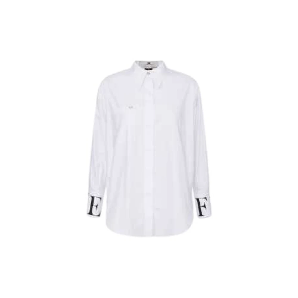 Elisabetta Franchi Witte Katoenen Oversize Logo Shirt White Dames