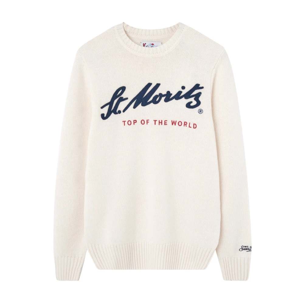 MC2 Saint Barth Beige Sweater met Front Logo Beige Heren